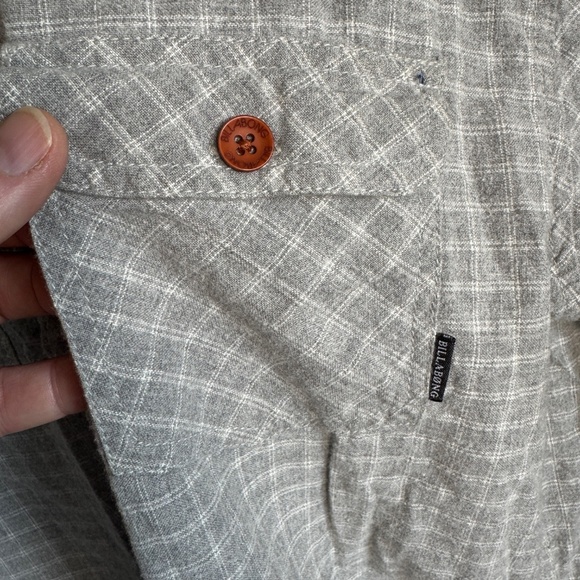 Billabong Men's Light Flannel Cotton Button Up Long‎ Sleeve Shirt Gray Large - Picture 4 of 15